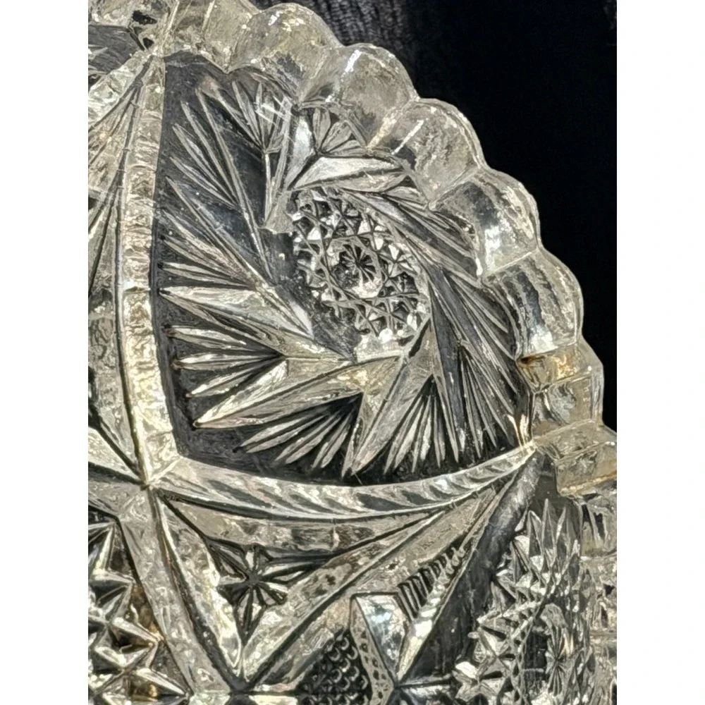 American Brilliant Period CRYSTAL Bowl-Floral Pattern, 6.5